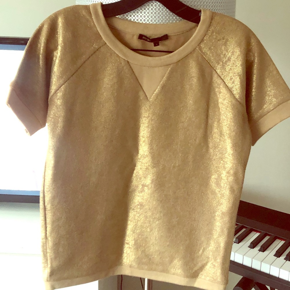 Maje gold short sleeve top